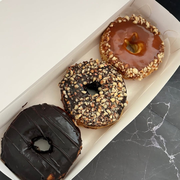 Donut Combo Box Treats 1 (Dark Choco + Nutty Dark Choco + Nutty Salted Caramel) Thaw/Heat & Eat Frozen Box