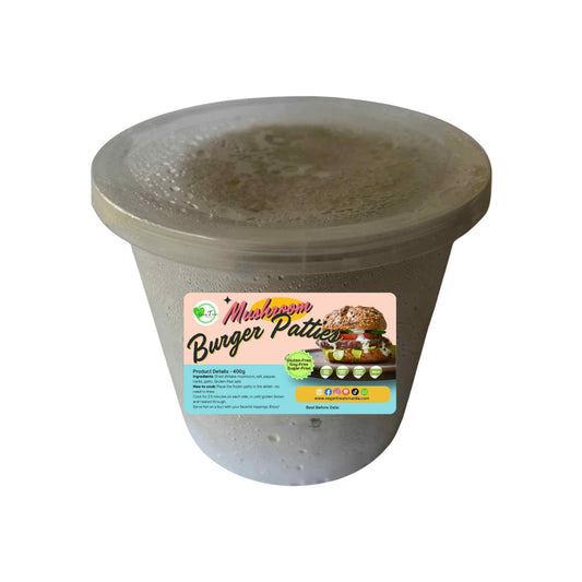 Mushroom Burger Patties – 400g Tub (8 Thick Patties)