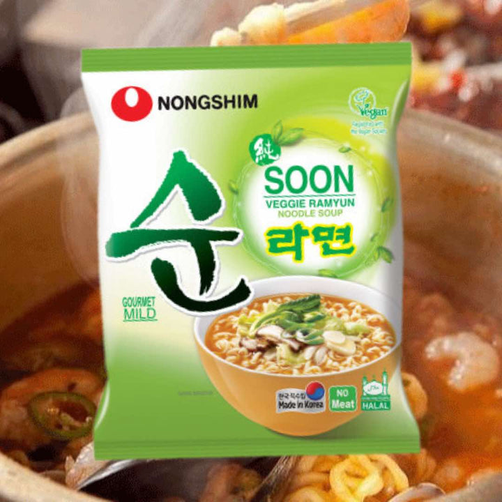 Nongshim Soon Veggie Ramyun Noodle Soup (112g Pack | 67g Cup)