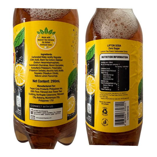 Lipton Soda Lemon Iced Tea Zero Sugar 290ml Set of 3