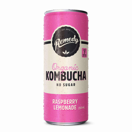 Raspberry Lemonade Sugar-free Organic Kombucha 250ml Can