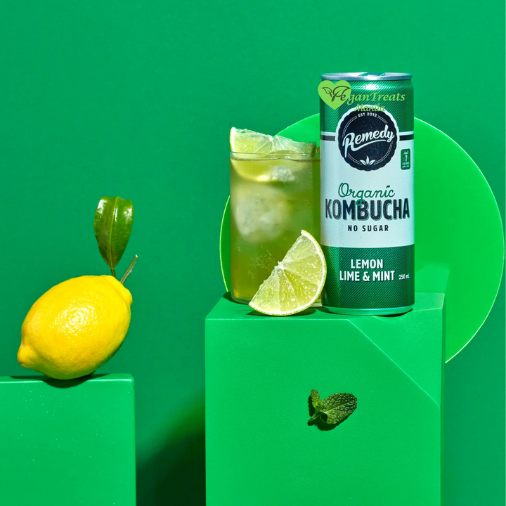 Remedy Sugar-Free Organic Lemon Lime & Mint Kombucha 250ml per Can