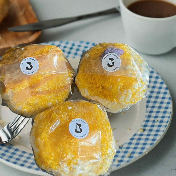 Assorted Cheese Ensaymada (Pack of 3 1 Classic Cheese + 1 Ube Cheese + 1 Caramel Cheese)