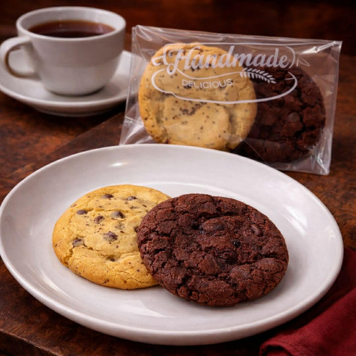 Vegan Cookie Duo (Chocolate Chip + Pecan Chia) 3-4" each | Approx. 95g per Pack