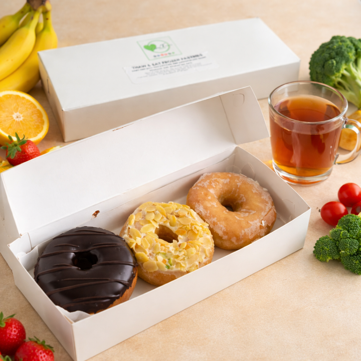 Donut Combo Box A1 (Dark Chocolate + Alcapone-style + Original Glazed )Thaw & Eat Frozen Box