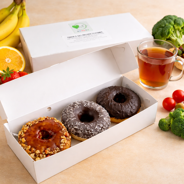 Donut Combo Box A2 (Dark Chocolate + Nutty Salted Caramel + Dark Choco w/ Coconut) Thaw & Eat Frozen Box