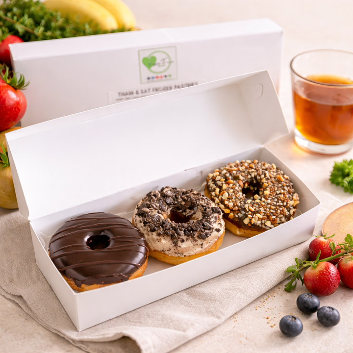 Donut Combo Box A5 (Dark Chocolate  + Cookies & Dream  + Nutty Dark Choco) Thaw/Heat & Eat Frozen Box