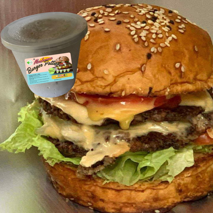 Mushroom Burger Patties – 400g Tub (8 Thick Patties)