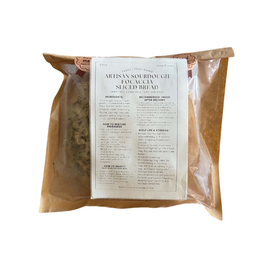 Artisan Sourdough Focaccia Sliced Bread Approx. 250g 7” x 5”  (Sugar-free)