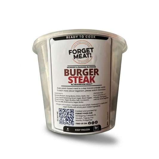 Burger Steak with Mushroom Gravy Sauce 4pcs with sauce in a 5oz. cup by Forget Meat!