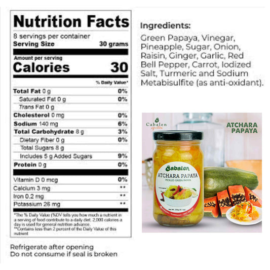 Cabalen Signatures Atchara Papaya Pickled Green Papaya 230g